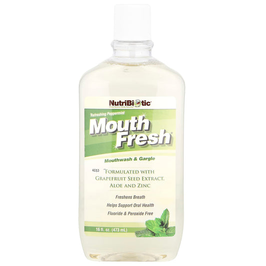 NutriBiotic Mouth Fresh Mouthwash & Gargle, Peppermint, 473 ml (16 fl oz)