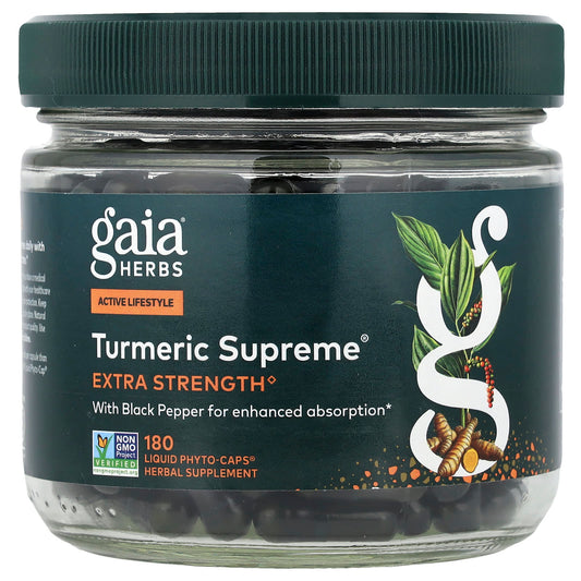 Gaia Herbs Turmeric Supreme Extra Strength, 180 Liquid Phyto-Caps