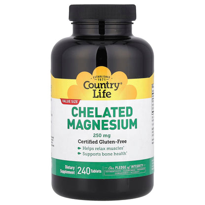 Country Life Chelated Magnesium 250 mg, 240 Tablets