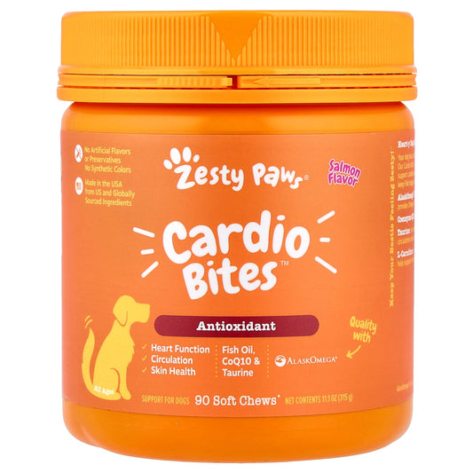 Zesty Paws Cardio Bites for Dogs All Ages Salmon Flavour 90 Soft Chews