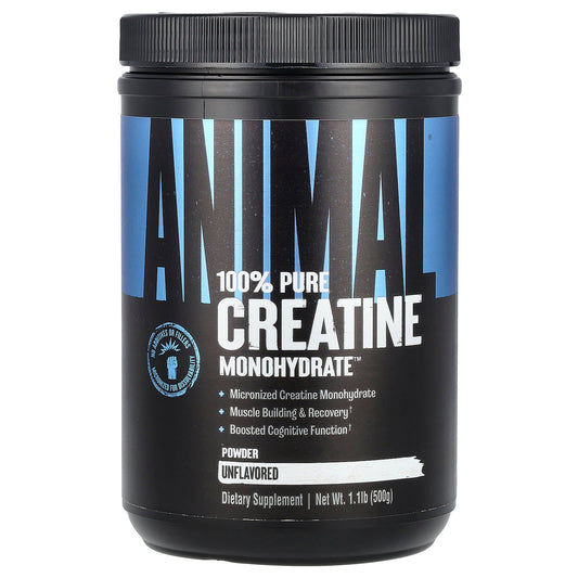Animal 100% Pure Creatine Monohydrate Powder, Unflavoured, 500 g (1.1 lb)