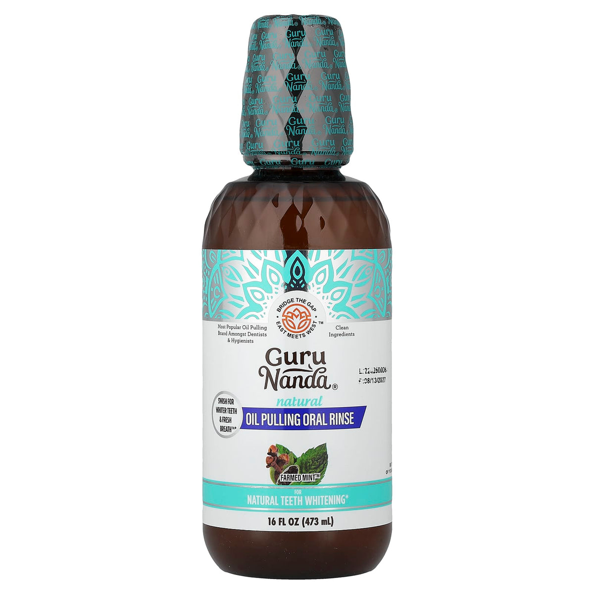 GuruNanda Natural Oil Pulling Oral Rinse, Farmed Mint, 473 ml (16 fl oz) — product view