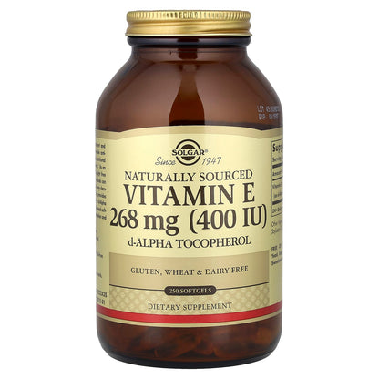 Solgar Naturally Sourced Vitamin E 268 mg (400 IU), 250 Softgels
