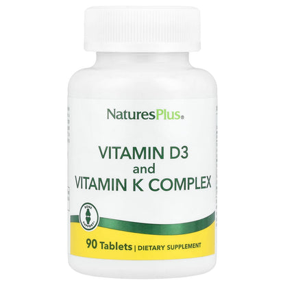 NaturesPlus Vitamin D3 and Vitamin K Complex, 90 Tablets