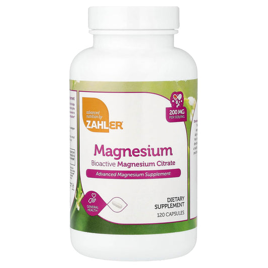 Zahler Bioactive Magnesium Citrate 200 mg, 120 Capsules