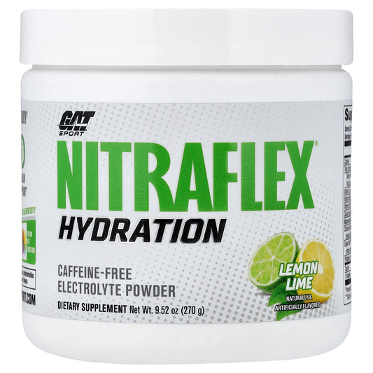 GAT Sport Nitraflex Hydration Electrolyte Powder, Lemon Lime, 270 g