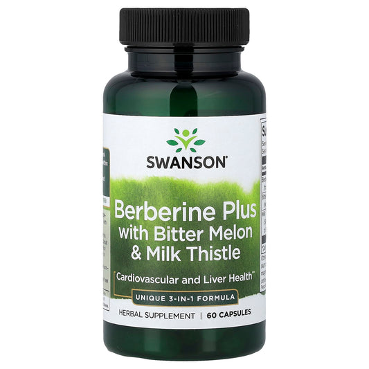 Swanson Vitamins Berberine Plus with Bitter Melon & Milk Thistle, 60 Capsules