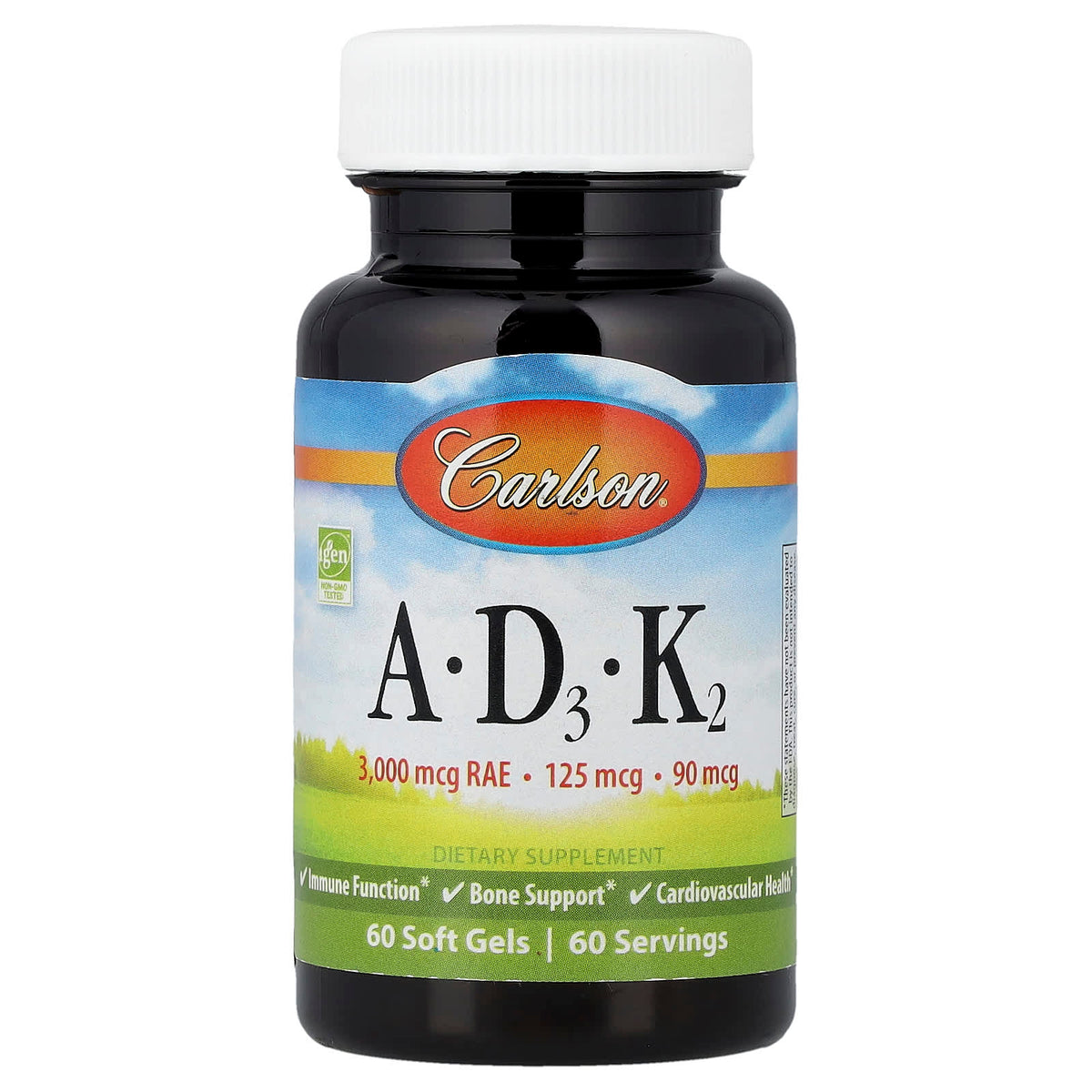 Carlson Vitamins A - D3 - K2, 60 Softgels