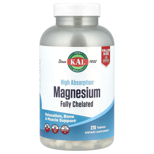 KAL High Absorption Magnesium, Fully Chelated, 270 Tablets