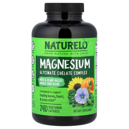 Naturelo Magnesium Glycinate Chelate Complex, 240 Vegetarian Capsules