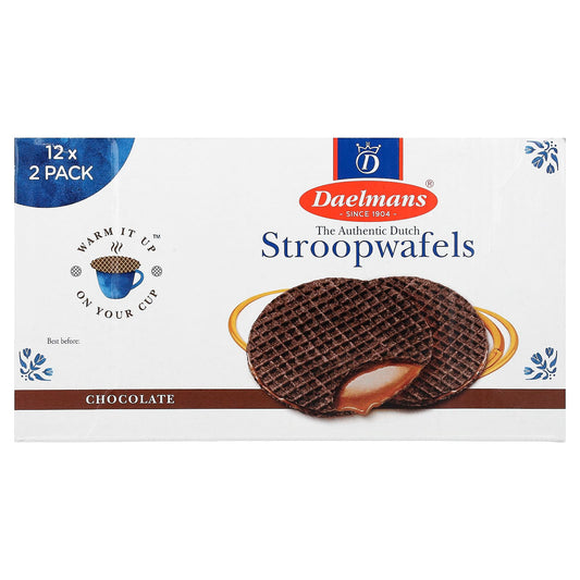 Daelmans Chocolate Stroopwafels, 12 Packs of 2 (72.5 g Each)
