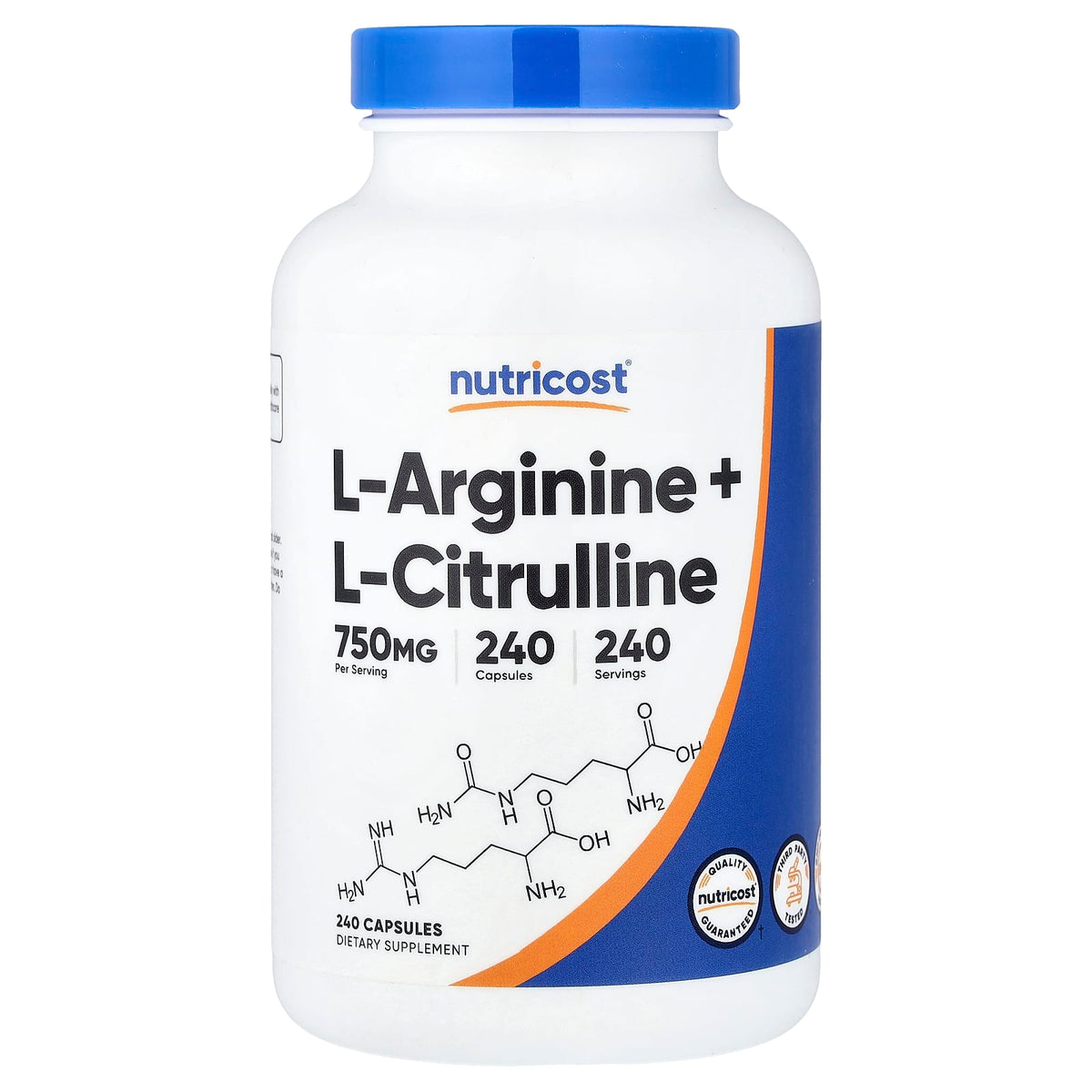 Nutricost L-Arginine + L-Citrulline, 240 Capsules