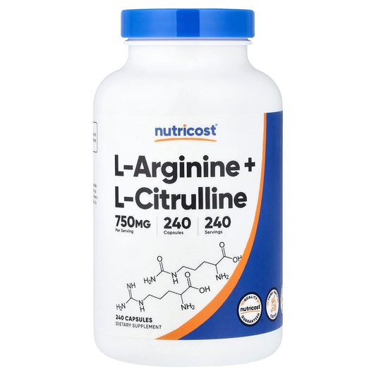 Nutricost L-Arginine + L-Citrulline, 240 Capsules