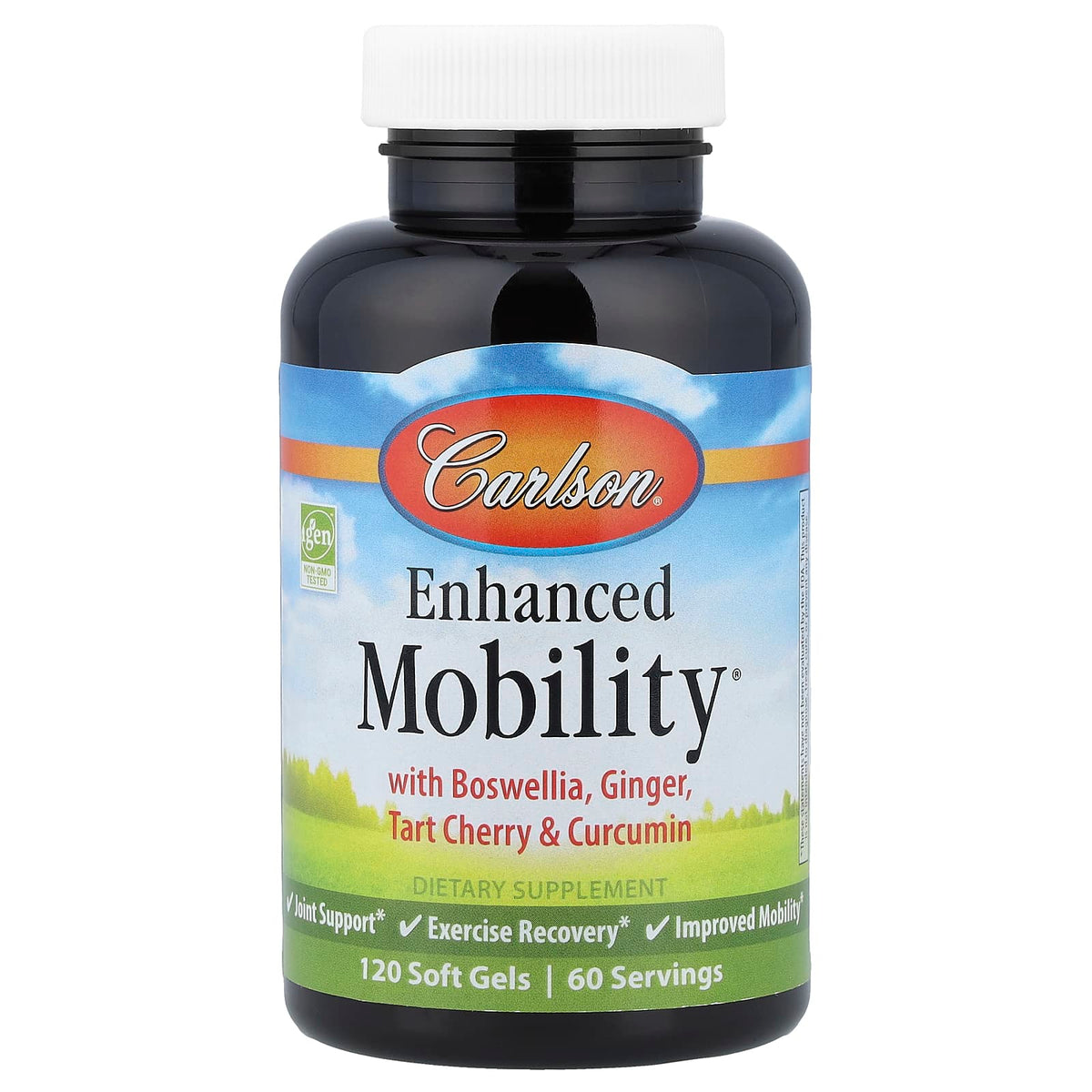 Carlson Enhanced Mobility Boswellia, Ginger, Cherry and Curcumin 120 Soft Gels — product view