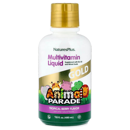 NaturesPlus Animal Parade Gold Multi Liquid, Tropical Berry, 480 ml (16 fl oz)