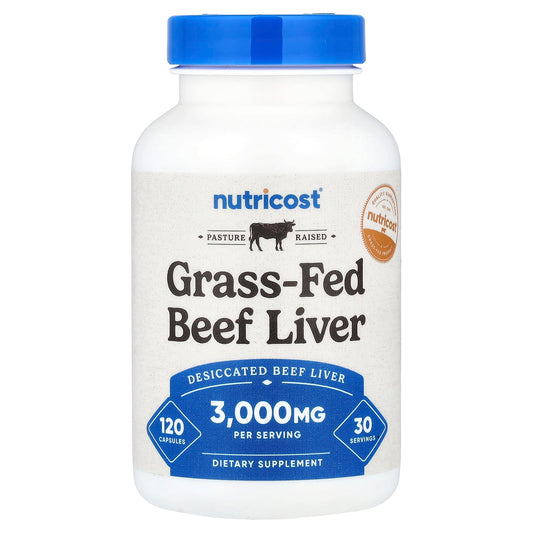 Nutricost Grass-Fed Beef Liver 120 Capsules (750 mg per Capsule)