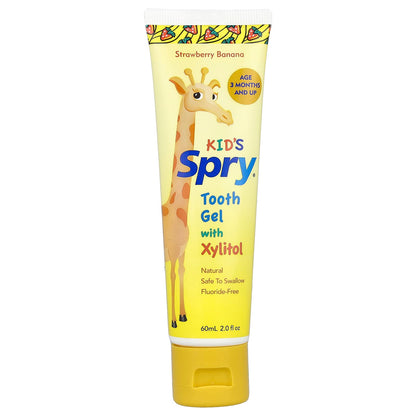 Xlear Kid's Spry Xylitol Tooth Gel, 3 Months+, Strawberry Banana, 60 ml
