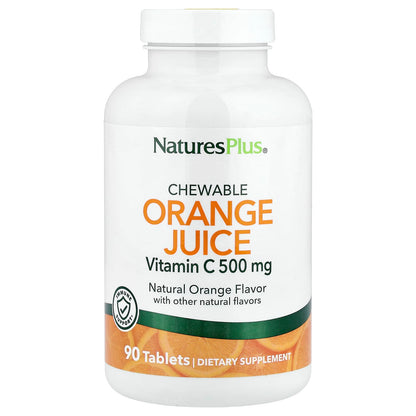 NaturesPlus Chewable Orange Juice Vitamin C 500 mg, 90 Tablets