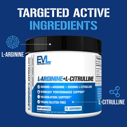 EVLution Nutrition L-Arginine + L-Citrulline, Unflavoured, 150 g (5.29 oz) - view 3