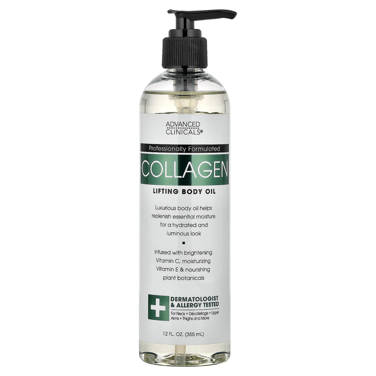 Advanced Clinicals Collagen Lifting Body Oil 355 ml (12 fl oz) — product view