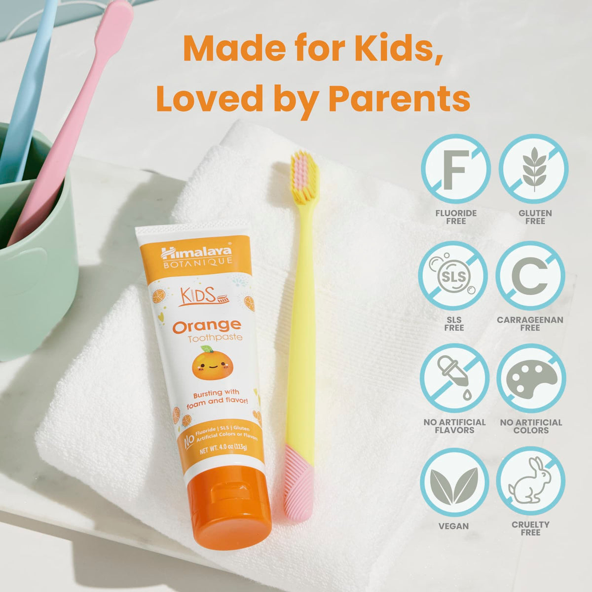 Himalaya Kids Orange Toothpaste, Fluoride-Free, 113 g - view 5