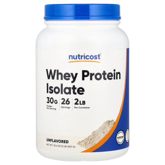 Nutricost Whey Protein Isolate, Unflavoured, 907 g (2 lb)