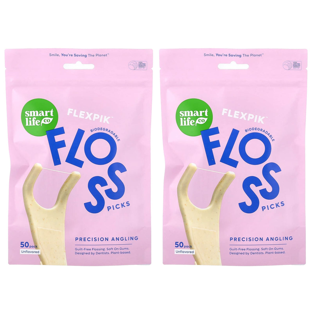 SmartLifeCo FlexPik Floss Picks, Unflavoured, Pack of 100 — product view