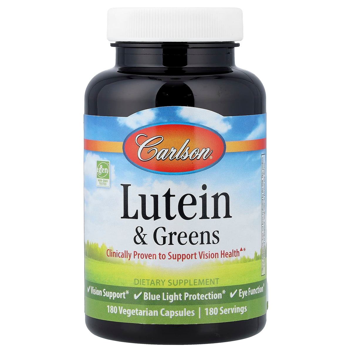 Carlson Lutein & Greens, 180 Vegetarian Capsules — product view
