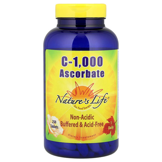 Nature's Life C-1,000 Ascorbate, Non-Acidic Vitamin C, 250 Tablets