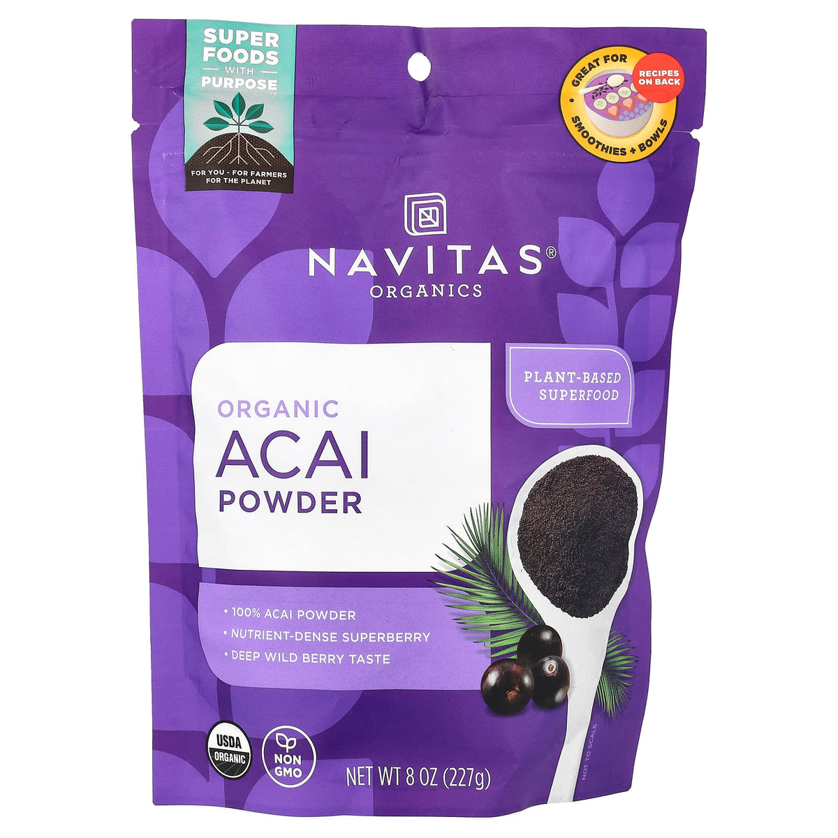 Navitas Organics Organic Acai Powder, 227 g (8 oz) — product view