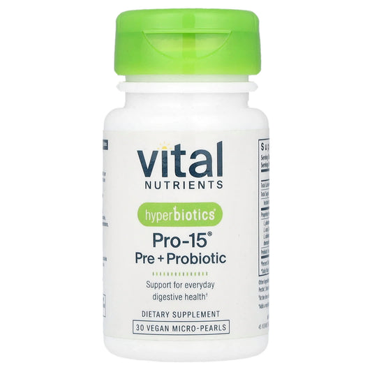 Vital Nutrients Hyperbiotics Pro-15 Pre + Probiotic, 30 Vegan Micro-Pearls