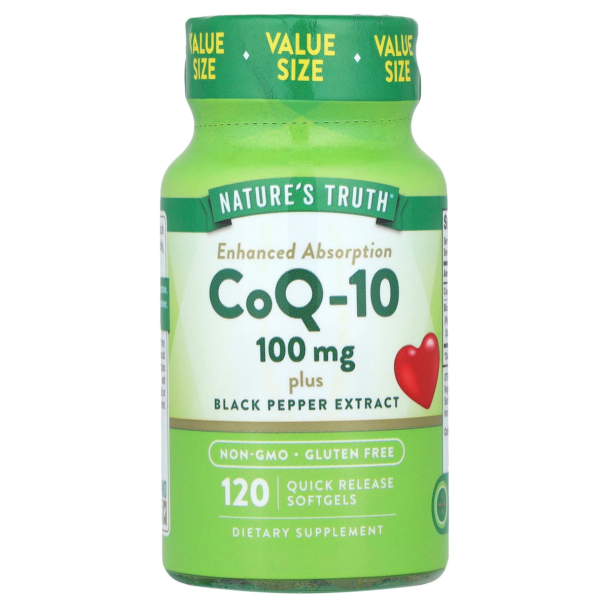 Nature's Truth CoQ-10 Plus Black Pepper Extract, 100 mg, 120 Softgels — product view