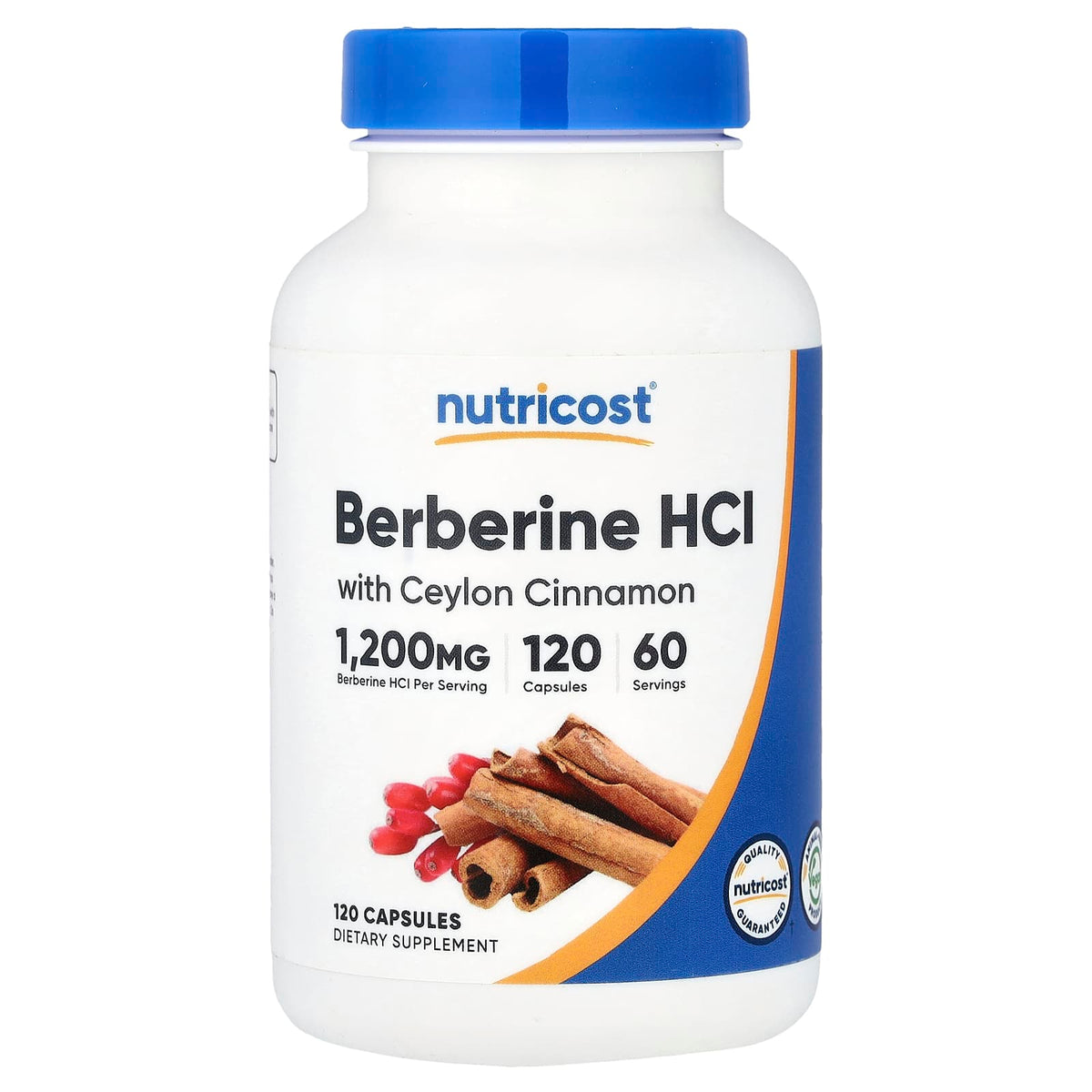 Nutricost Berberine HCl with Ceylon Cinnamon, 120 Capsules