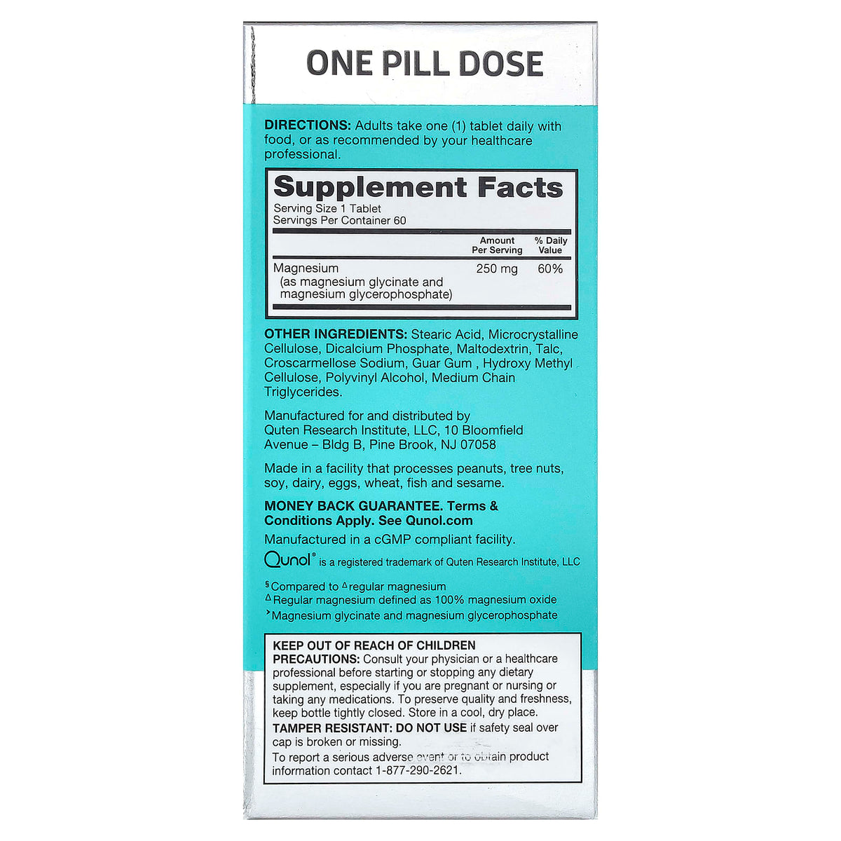 Qunol Ultra Magnesium Glycinate Complex 250 mg, 60 Tablets - view 2