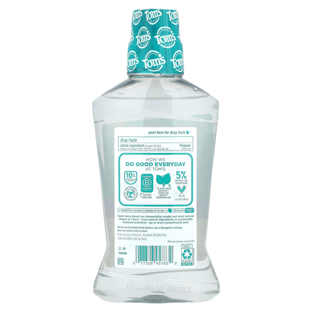 Tom's of Maine Whole Care Fluoride Mouthwash, Fresh Mint, 473 ml (16 fl oz) - view 2