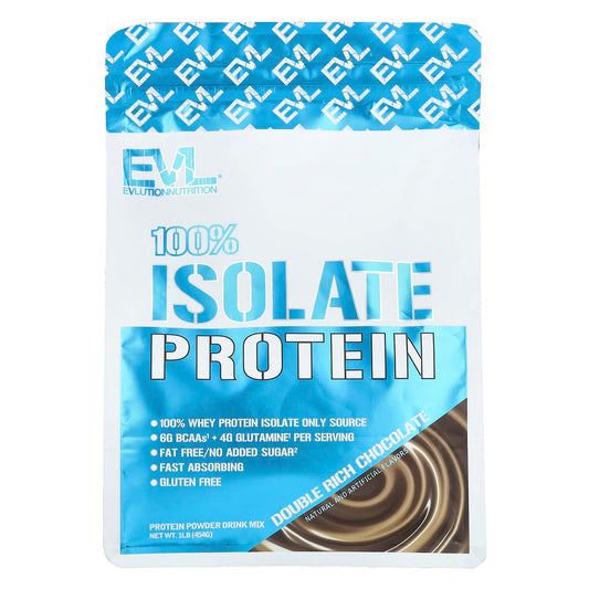 EVLution Nutrition 100% Isolate Protein, Double Rich Chocolate, 454 g (1 lb)