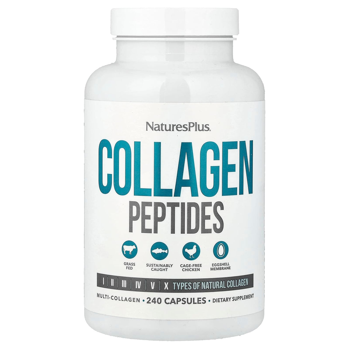 NaturesPlus Collagen Peptides, 240 Capsules — product view