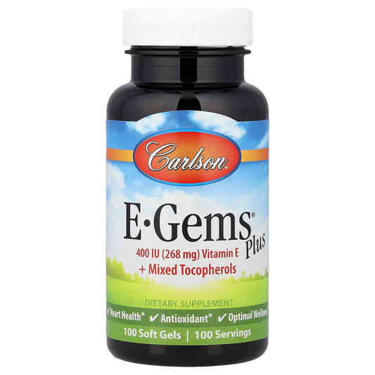 Carlson E-Gems Plus Vitamin E 400 IU (268 mg) 100 Soft Gels