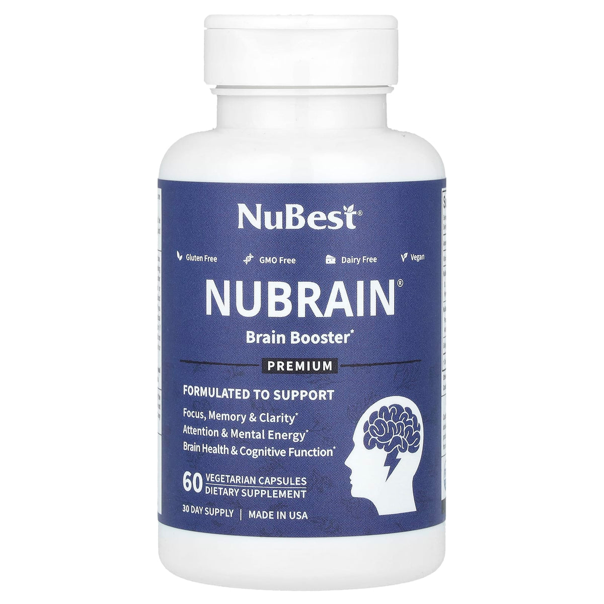 NuBest Nubrain, 60 Vegetarian Capsules — product view