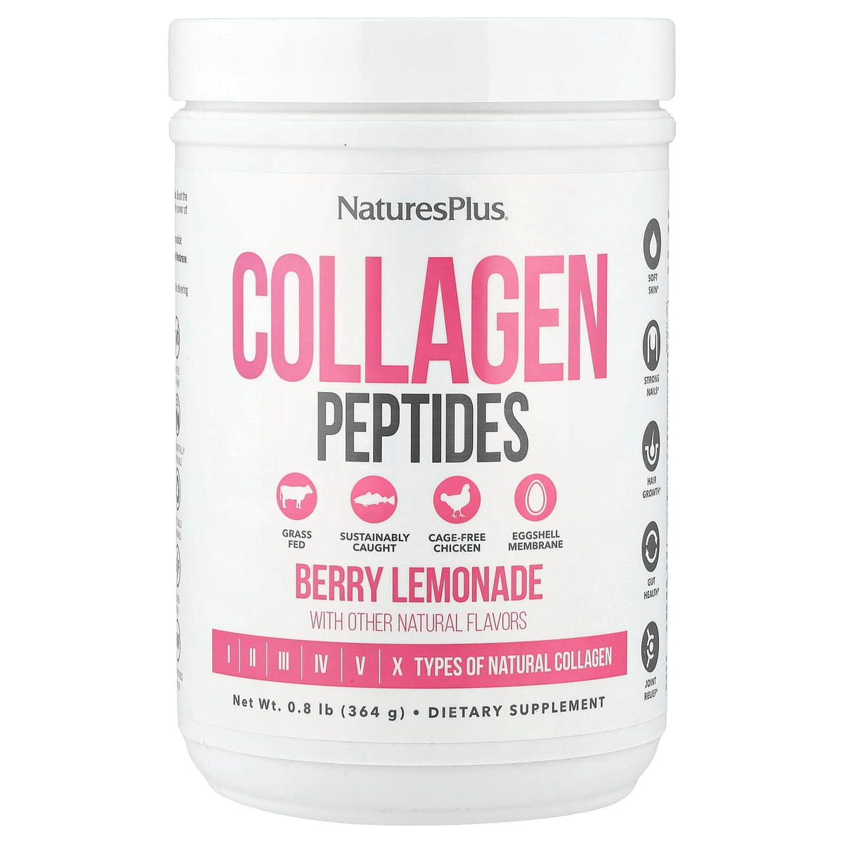 NaturesPlus Collagen Peptides, Berry Lemonade, 364 g (0.8 lb)