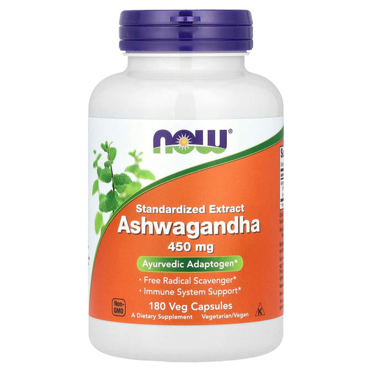 NOW Foods Ashwagandha Standardized Extract 450 mg, 180 Veg Capsules