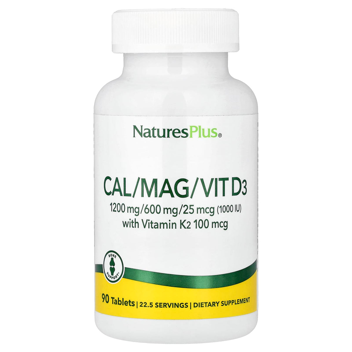 NaturesPlus Cal/Mag/Vit D3 with Vitamin K2, 90 Tablets — product view