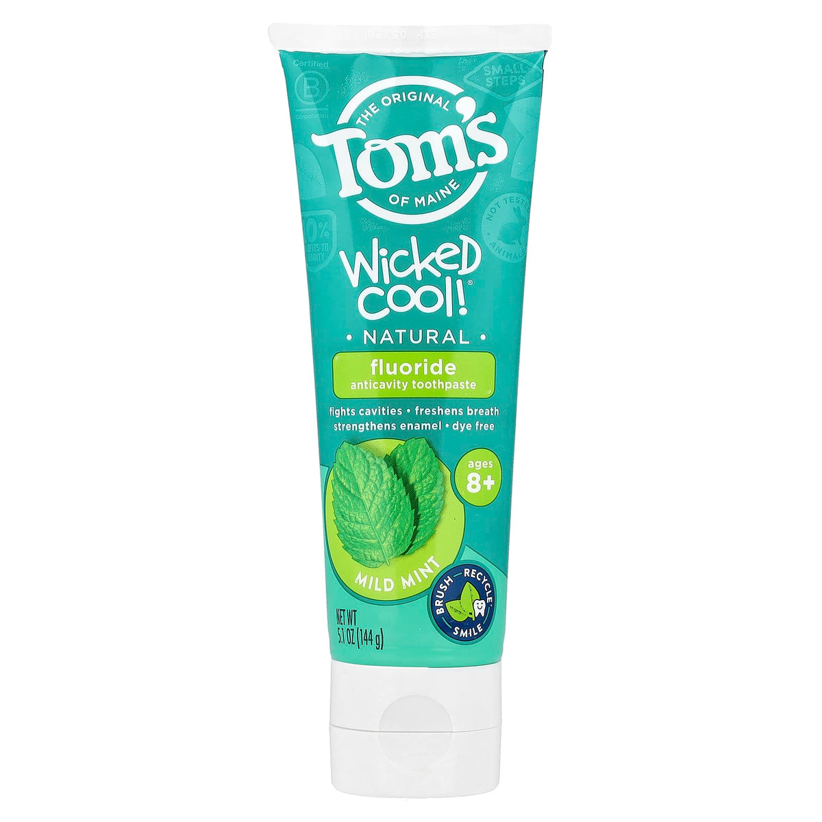 Tom's of Maine Wicked Cool! Fluoride Toothpaste, Ages 8+, Mild Mint, 144 g (5.1 oz) — product view