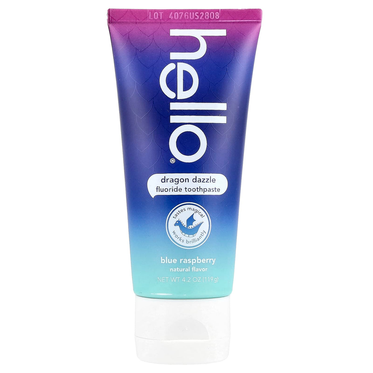 Hello Kids Fluoride Toothpaste, Dragon Dazzle, Ages 2+, Blue Raspberry, 119 g — product view