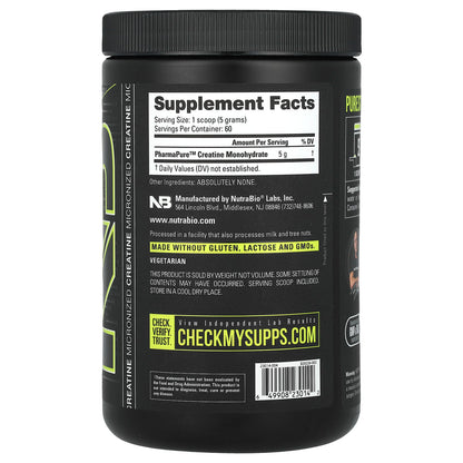NutraBio Micronized Creatine Monohydrate, 300 g (10.6 oz) - view 2