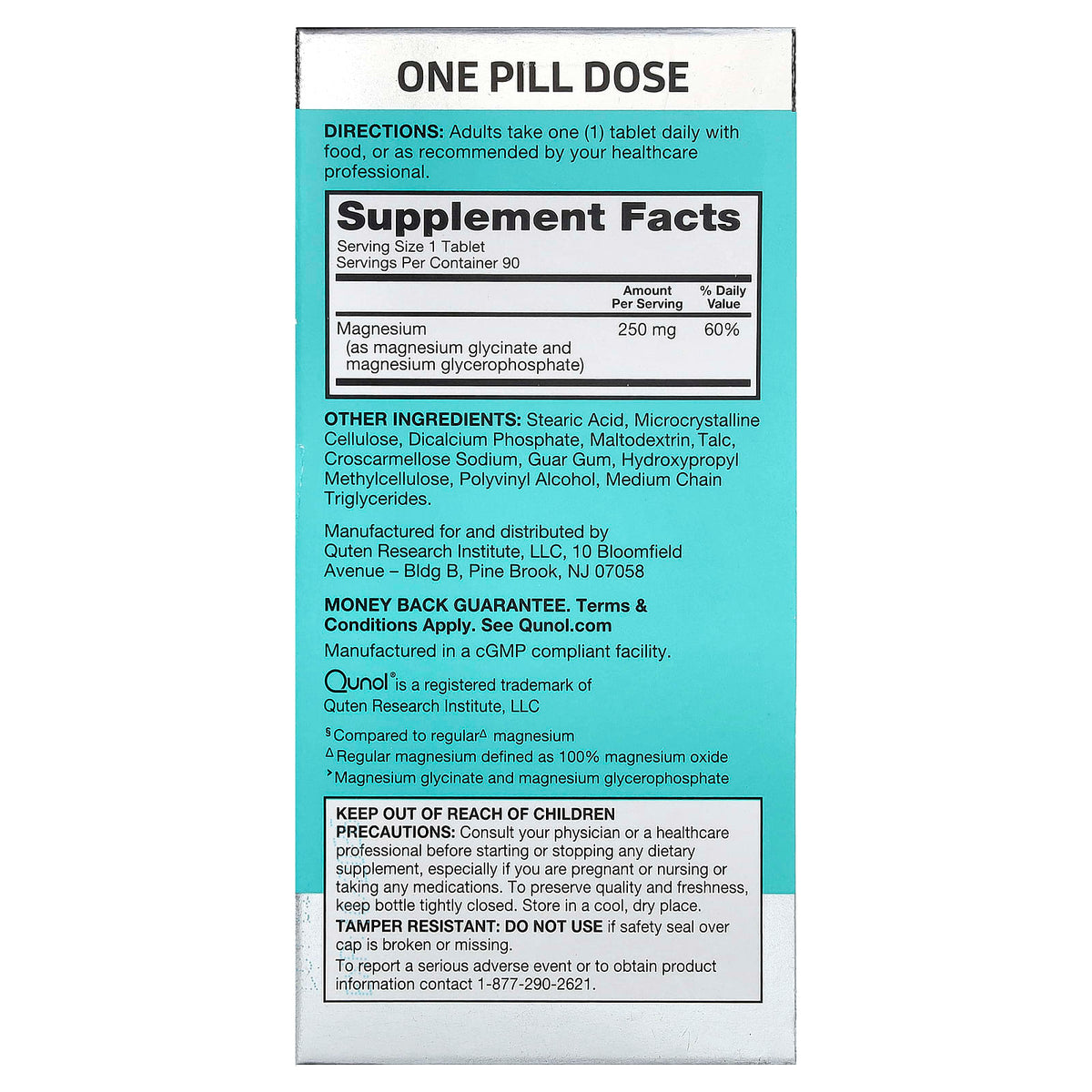 Qunol Ultra Magnesium Glycinate Complex 250 mg, 90 Tablets — alternate product view