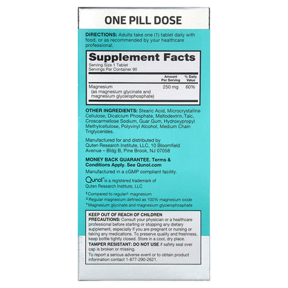 Qunol Ultra Magnesium Glycinate Complex 250 mg, 90 Tablets - view 2