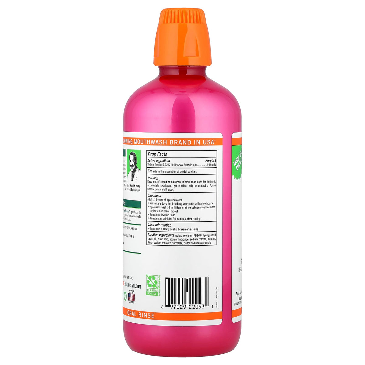 TheraBreath Fluoride Oral Rinse, Sparkle Mint, 1 L (33.8 fl oz) - view 2