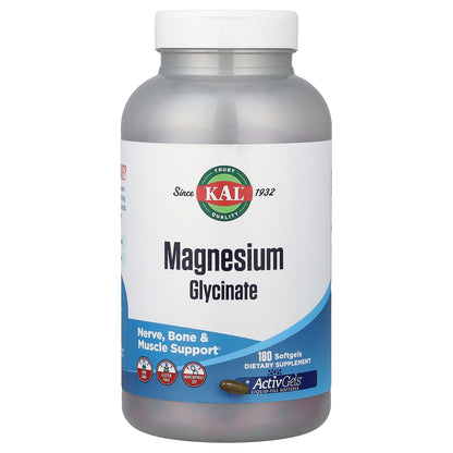 KAL Magnesium Glycinate, 105 mg per Softgel, 180 Softgels