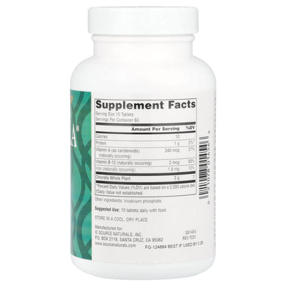 Source Naturals Yaeyama Chlorella, 600 Tablets (20 mg per Tablet) - view 2